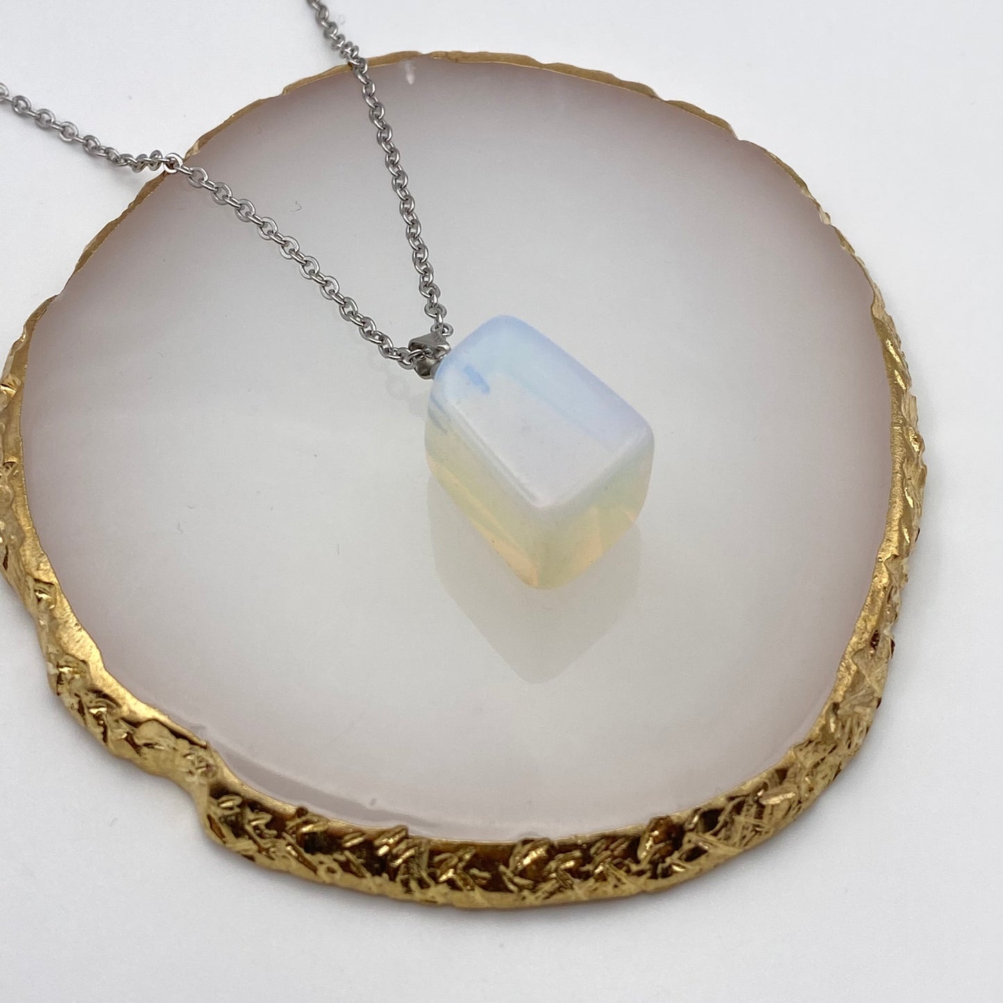 Opal Crystal Chunk Pendant Necklace