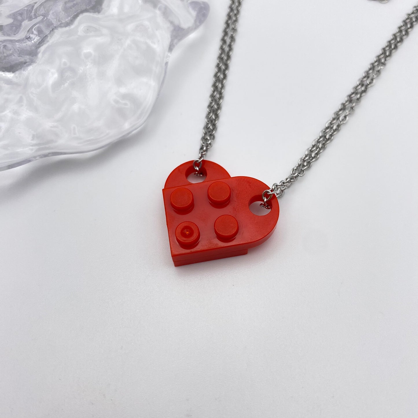 Red Matching Lego Heart Necklace
