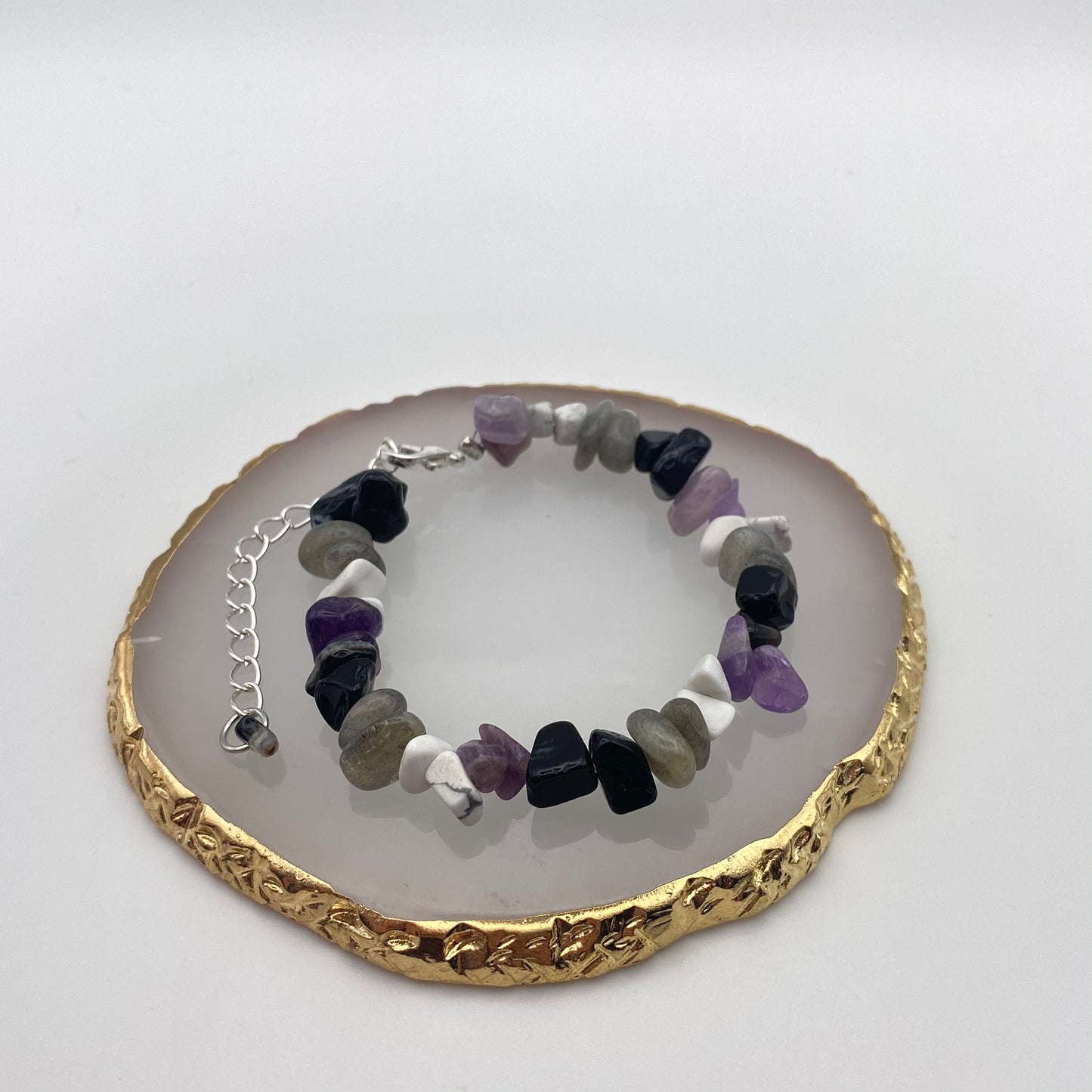 Black, Grey, White and Purple Crystal Bracelet