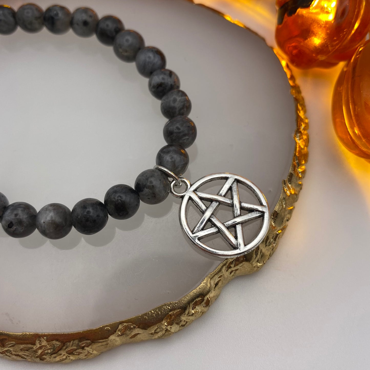 Round Grey Pentagram Crystal Bracelet
