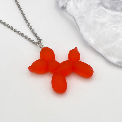 Red Balloon Animal Dog Necklace