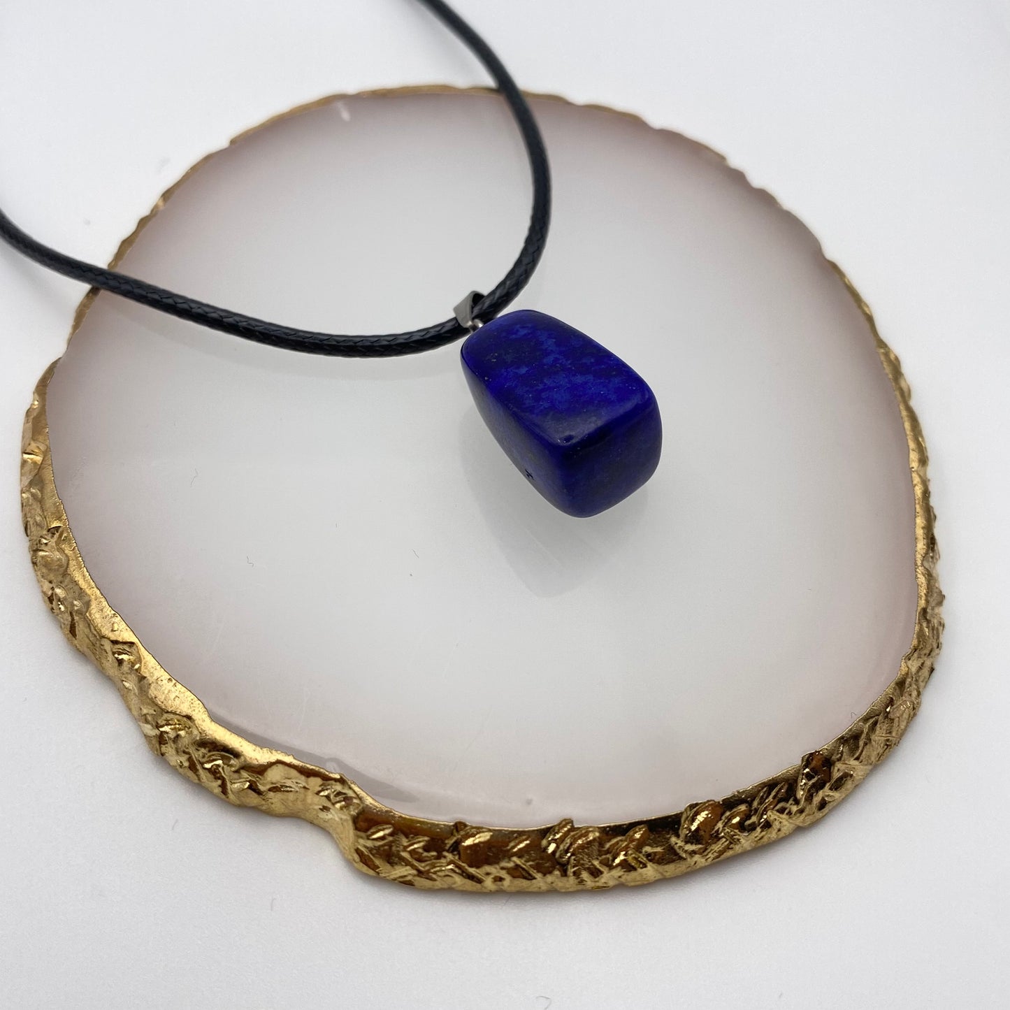Lapis Lazuli Crystal Chunk Necklace on Black Cord