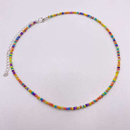 Messy Rainbow Beaded Necklace