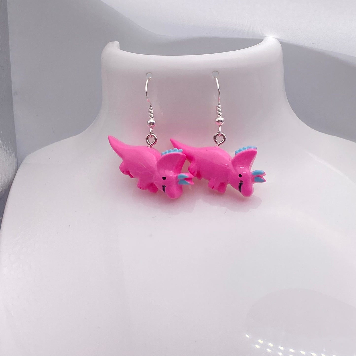 Pink Dinosaur Earrings