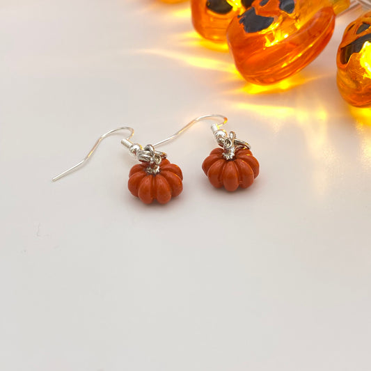 Small Orange Pumpkin Earrings