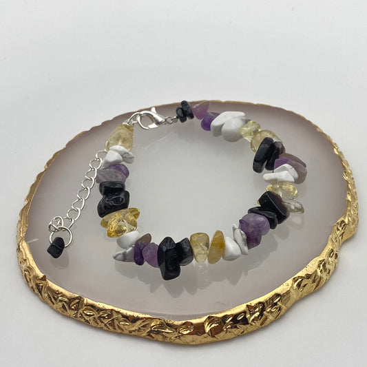 Yellow, White, Purple and Black Crystal Bracelet