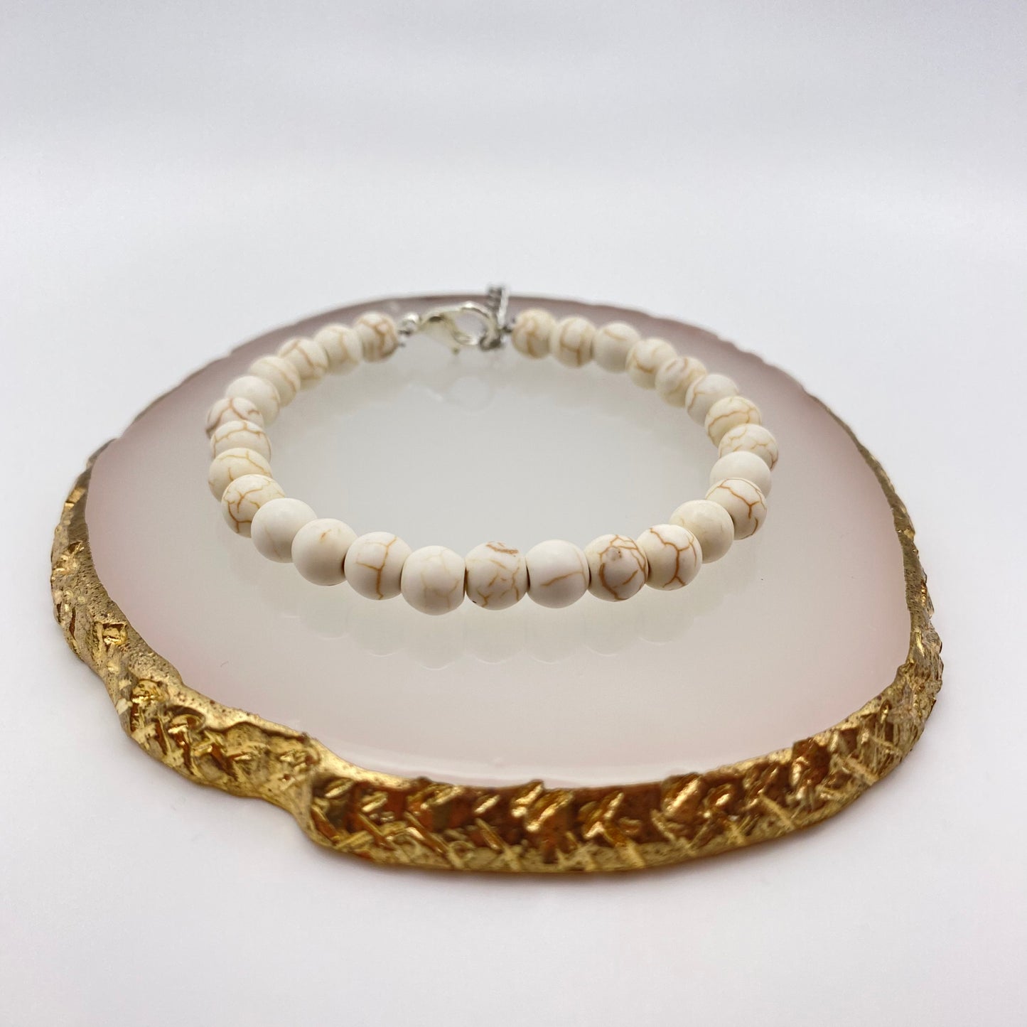 Round White Howlite Crystal Bracelet