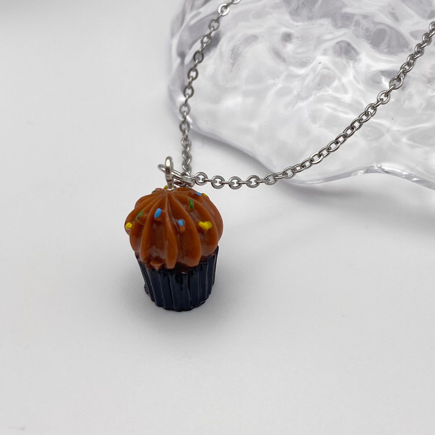 Chocolate Icing Cupcake Necklace