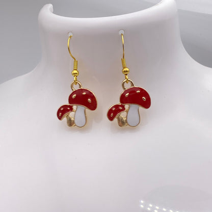 Gold Mushroom Earrings