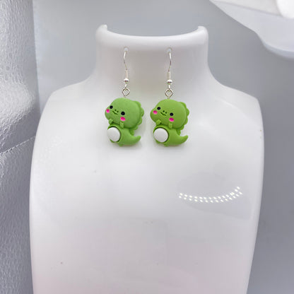 Green Dinosaur Earrings