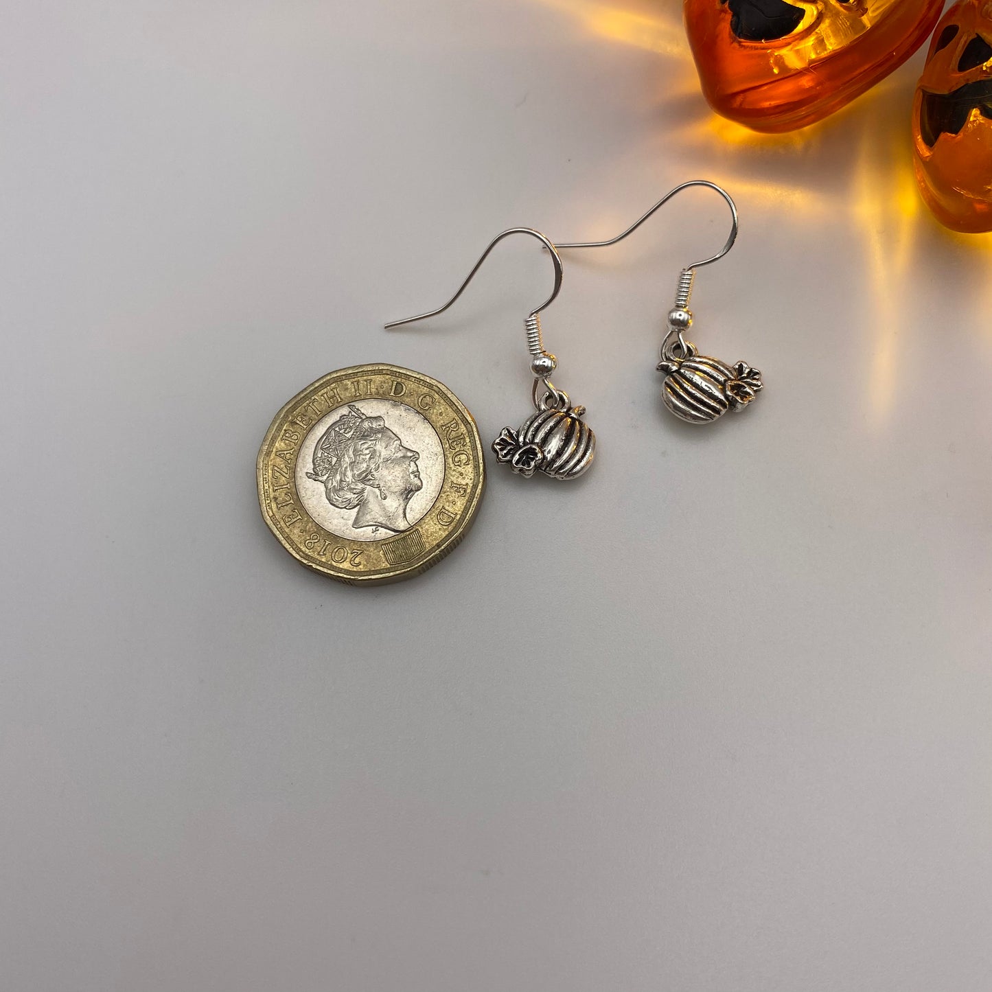 Small Silver Pumpkin Earrings