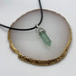 Green Fluorite Crystal Pendant Necklace on Black Cord