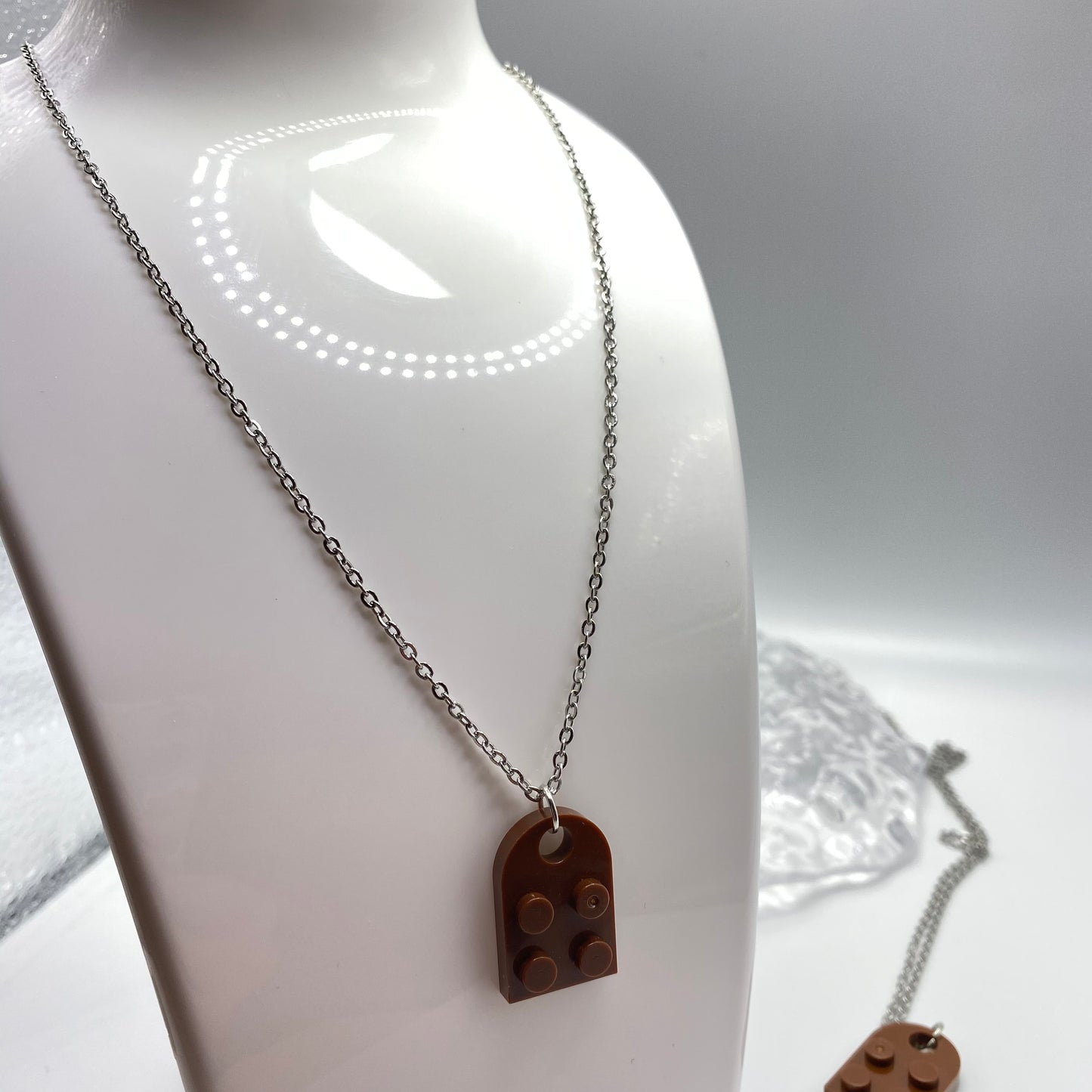 Brown Matching Lego Heart Necklace