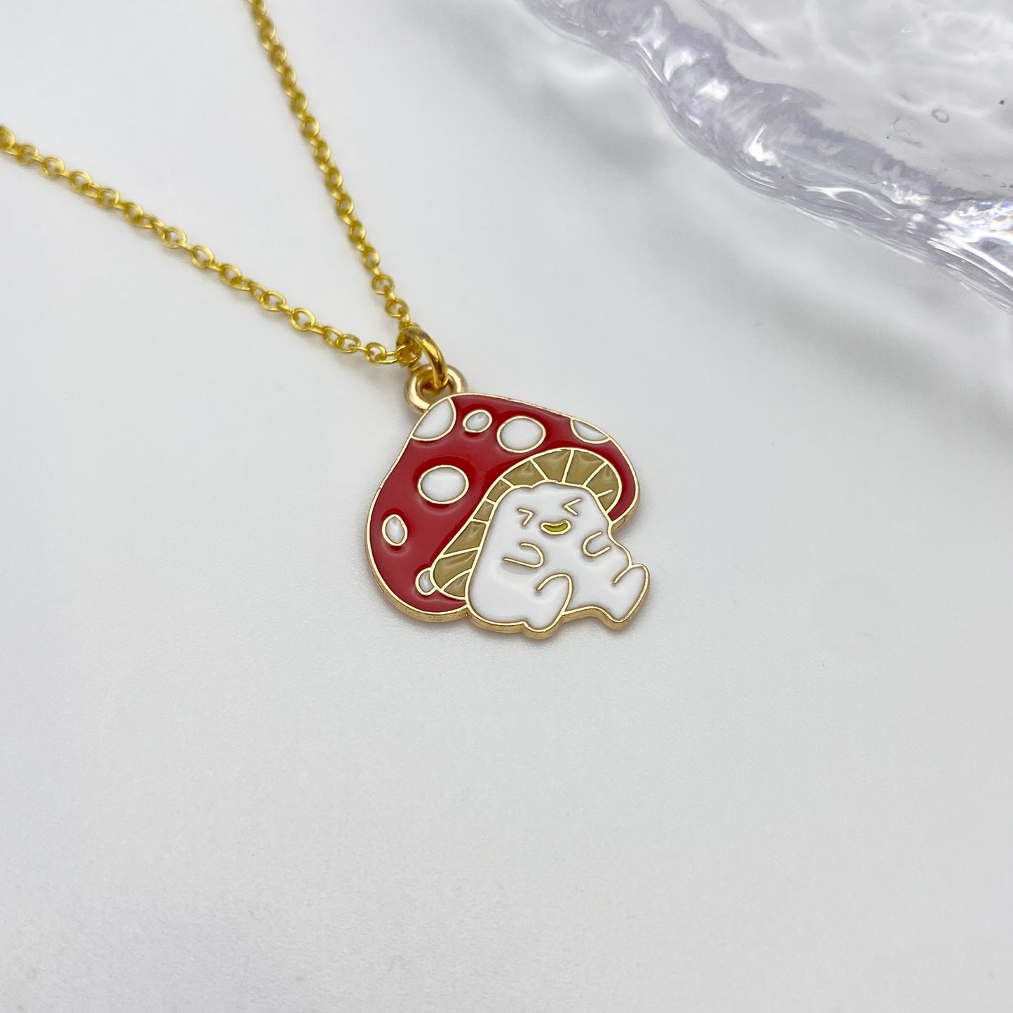Red Laughing Mushroom Necklace