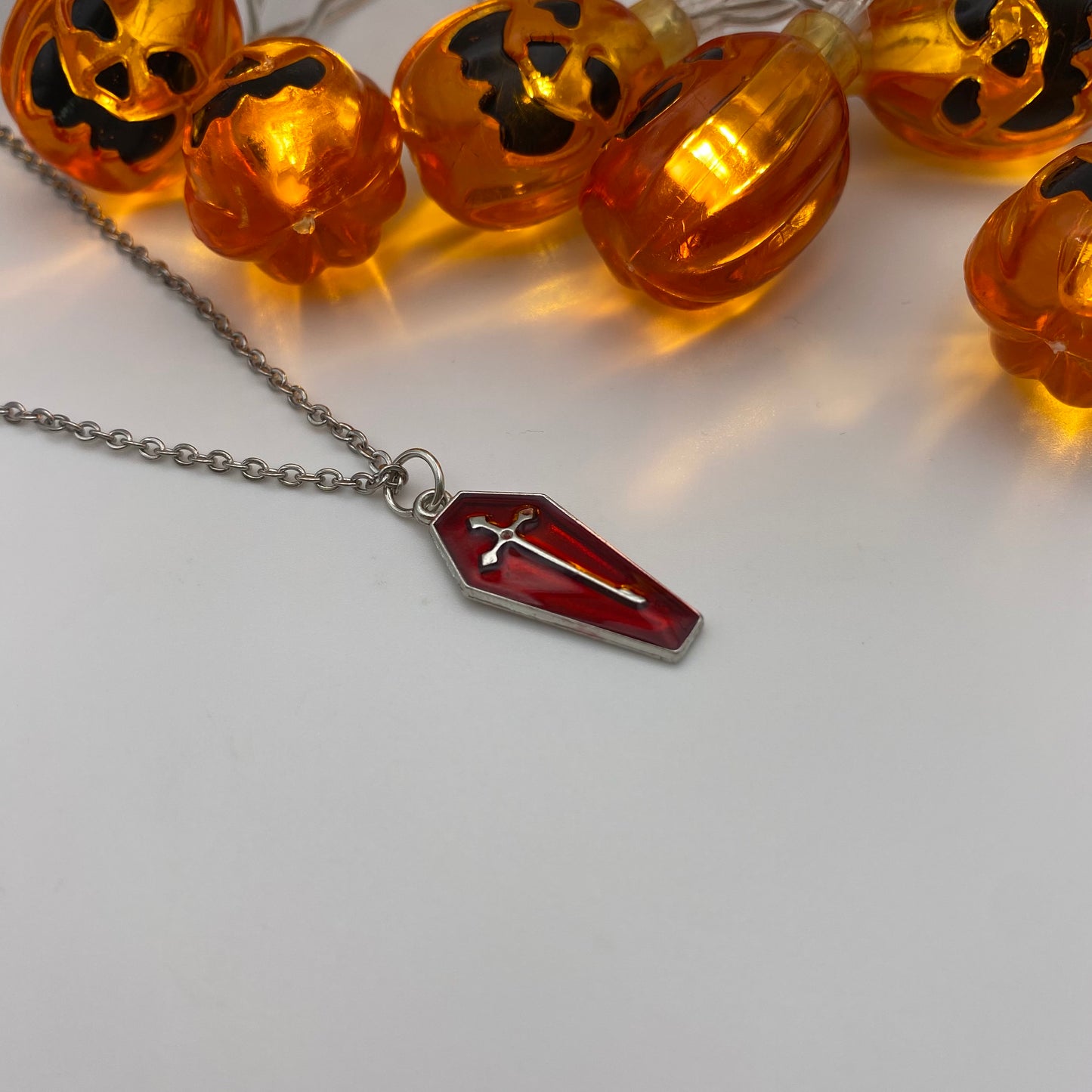 Red Cross Coffin Necklace