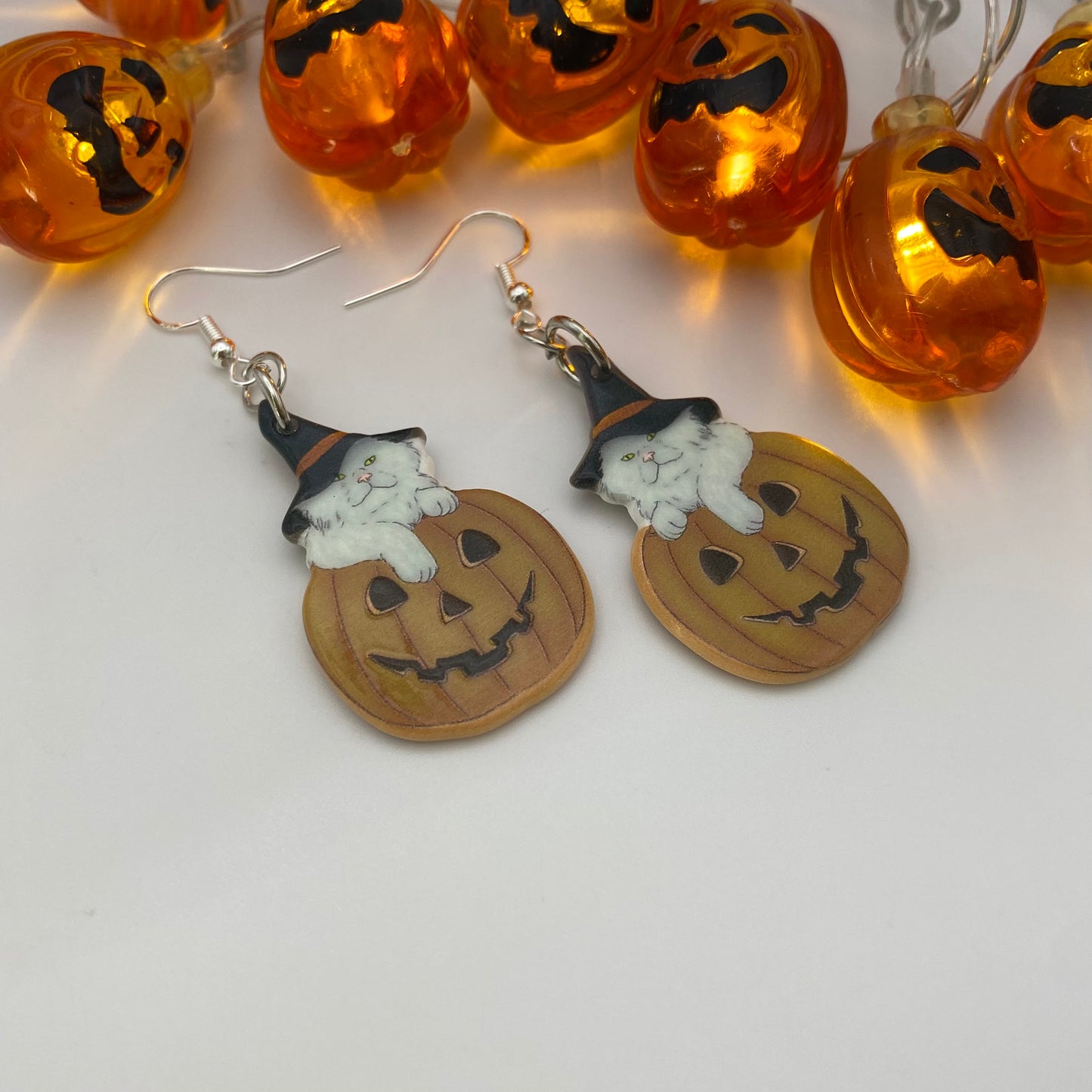 Cat in a Pumpkin Earrings