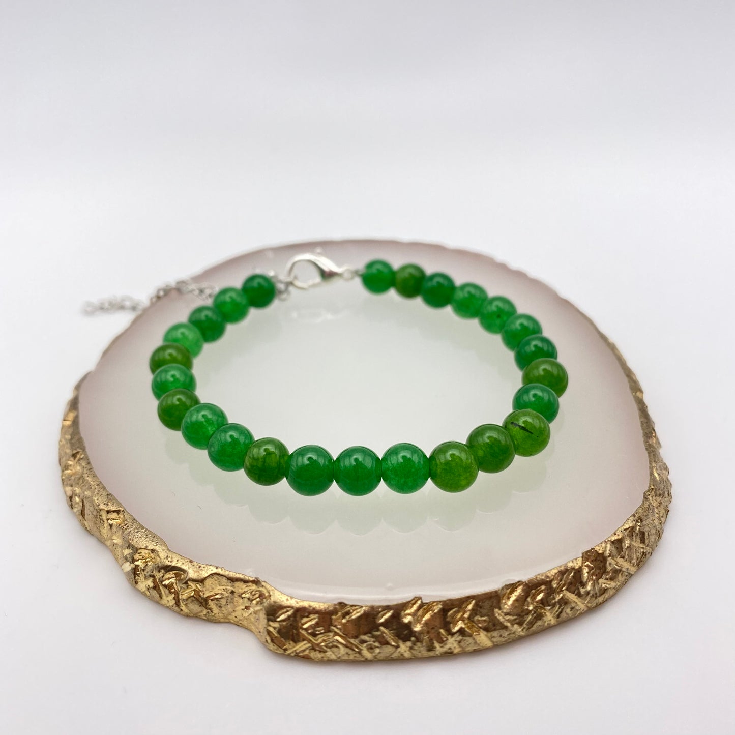 Round Green Agate Crystal Bracelet