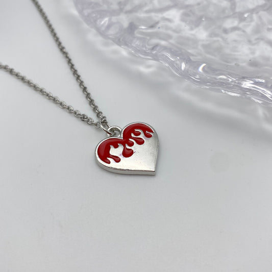 Red Flame Heart Necklace