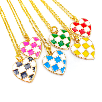 Checkered Heart Necklace