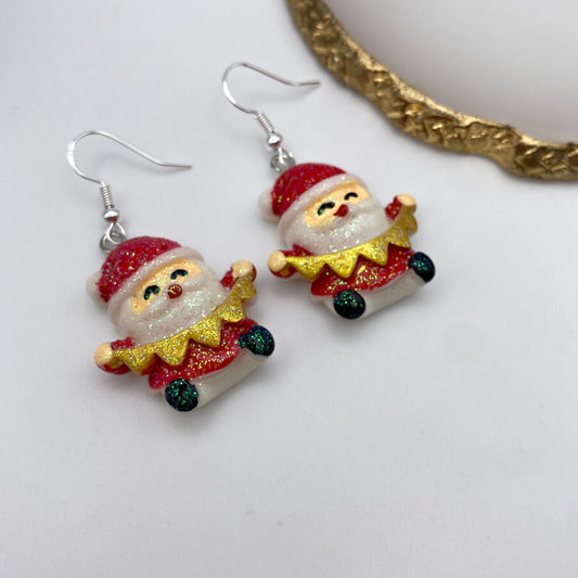 Glitter Santa Earrings