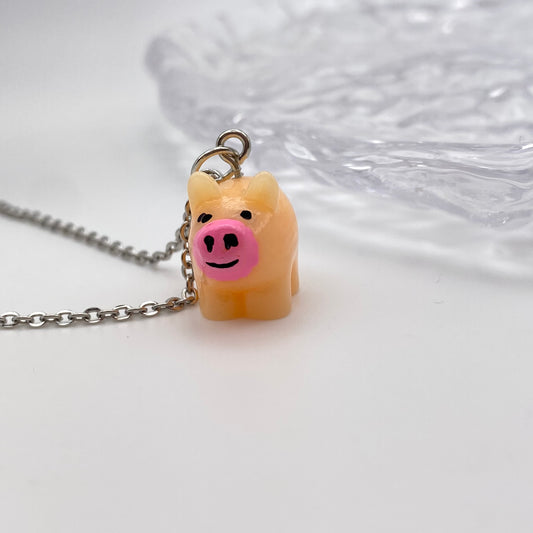 Peach Pig Necklace
