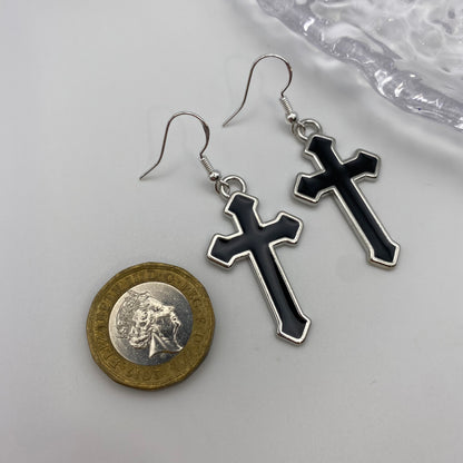 Black Cross Earrings