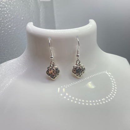 Silver Strawberry Earrings