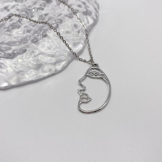 Abstract Side Face Necklace