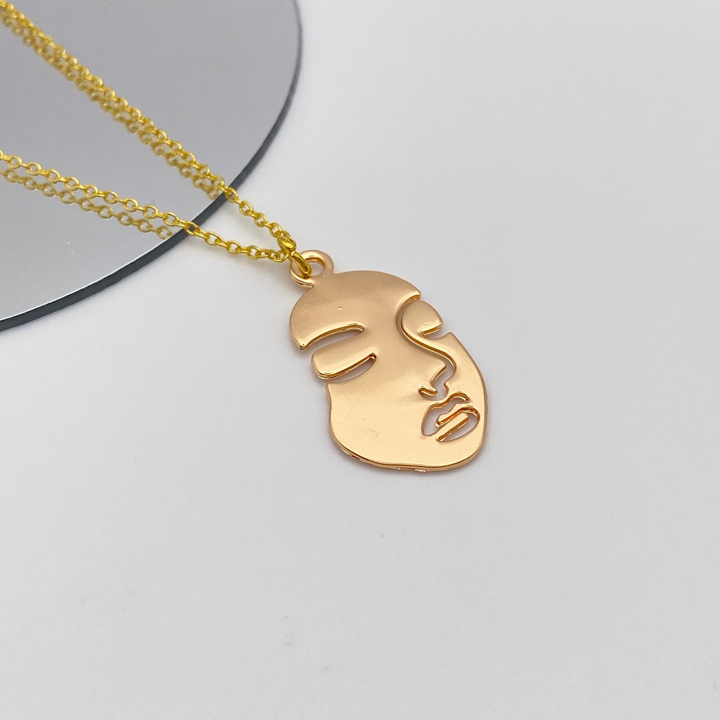 Gold Solid Face Necklace