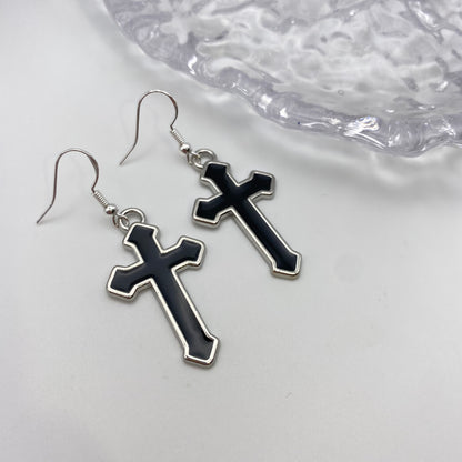 Black Cross Earrings