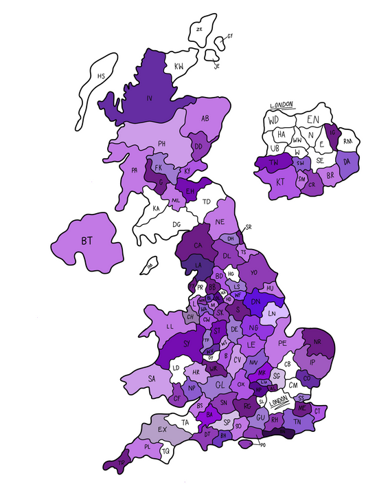 Postcode Order Map (Blank)