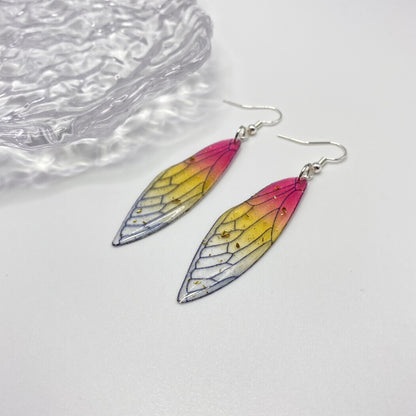 Big Pink Fairy Wing Earrings