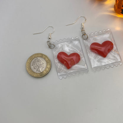 Sweet Candy Heart Wrapper Earrings