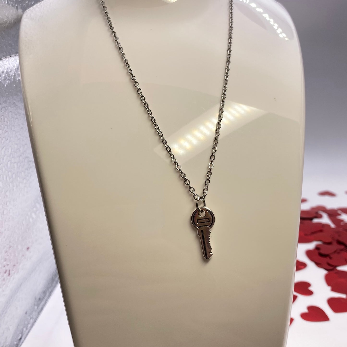 Matching Heart Lock and Key Necklace