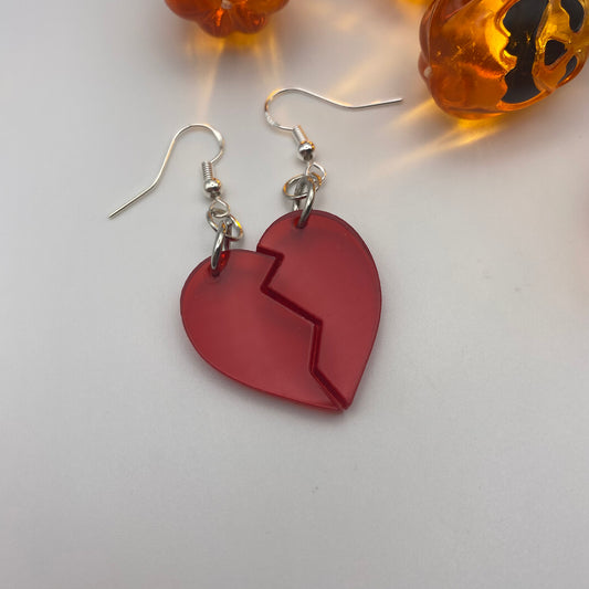 Red Broken Heart Earrings