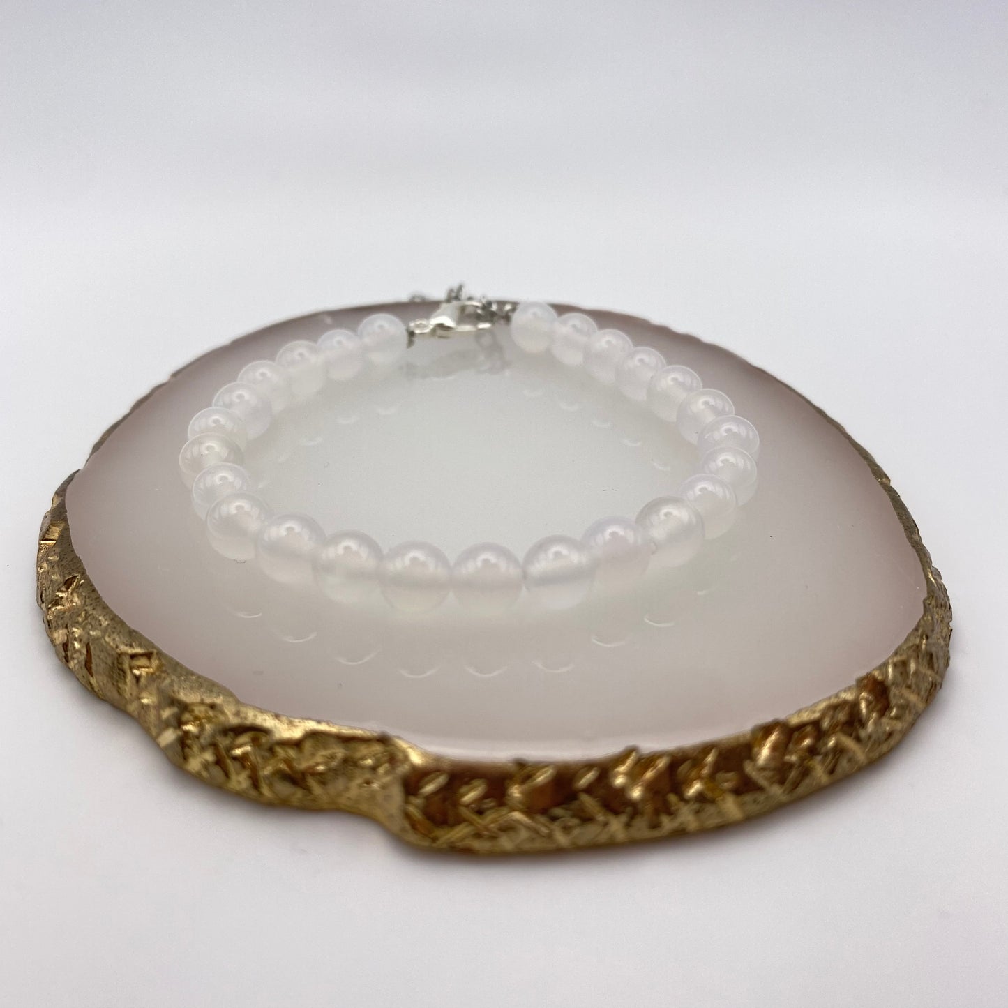 Round White Agate Crystal Bracelet