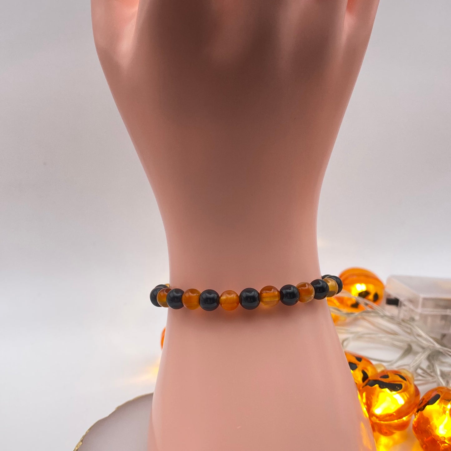 Round Orange and Black Crystal Bracelet