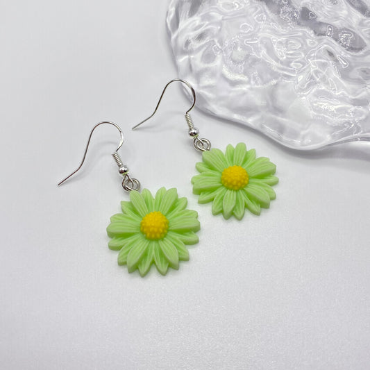 Green Flower Earrings