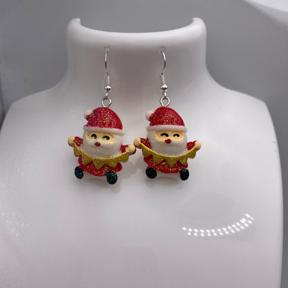 Glitter Santa Earrings