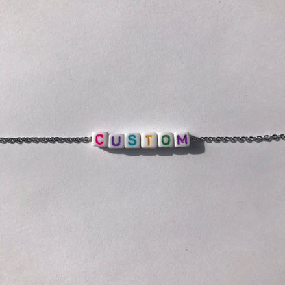 Custom White Blocks / Colourful Letters Necklace