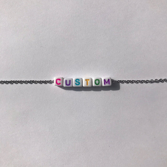 Custom White Blocks / Colourful Letters Necklace