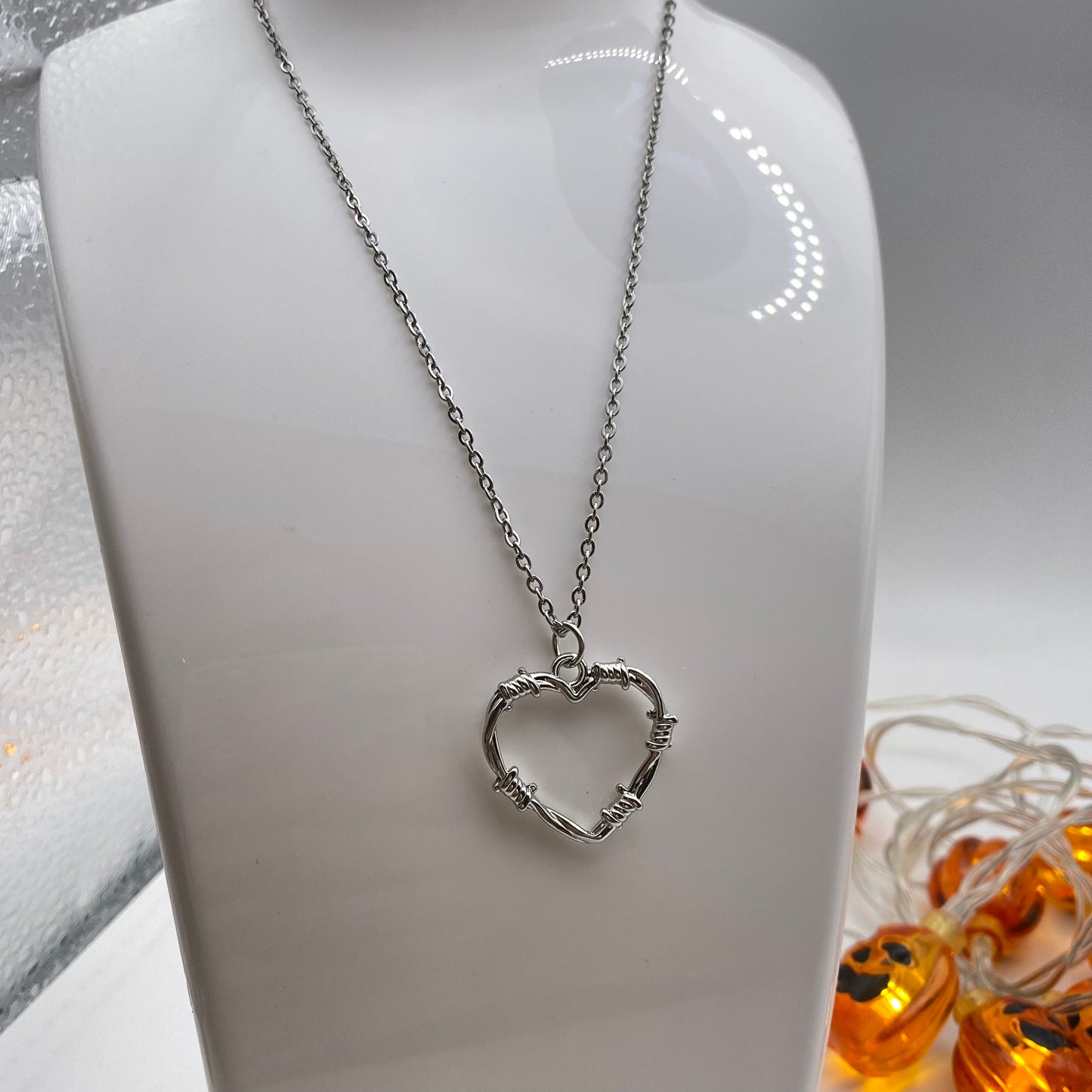 Barbed Wire Heart Necklace