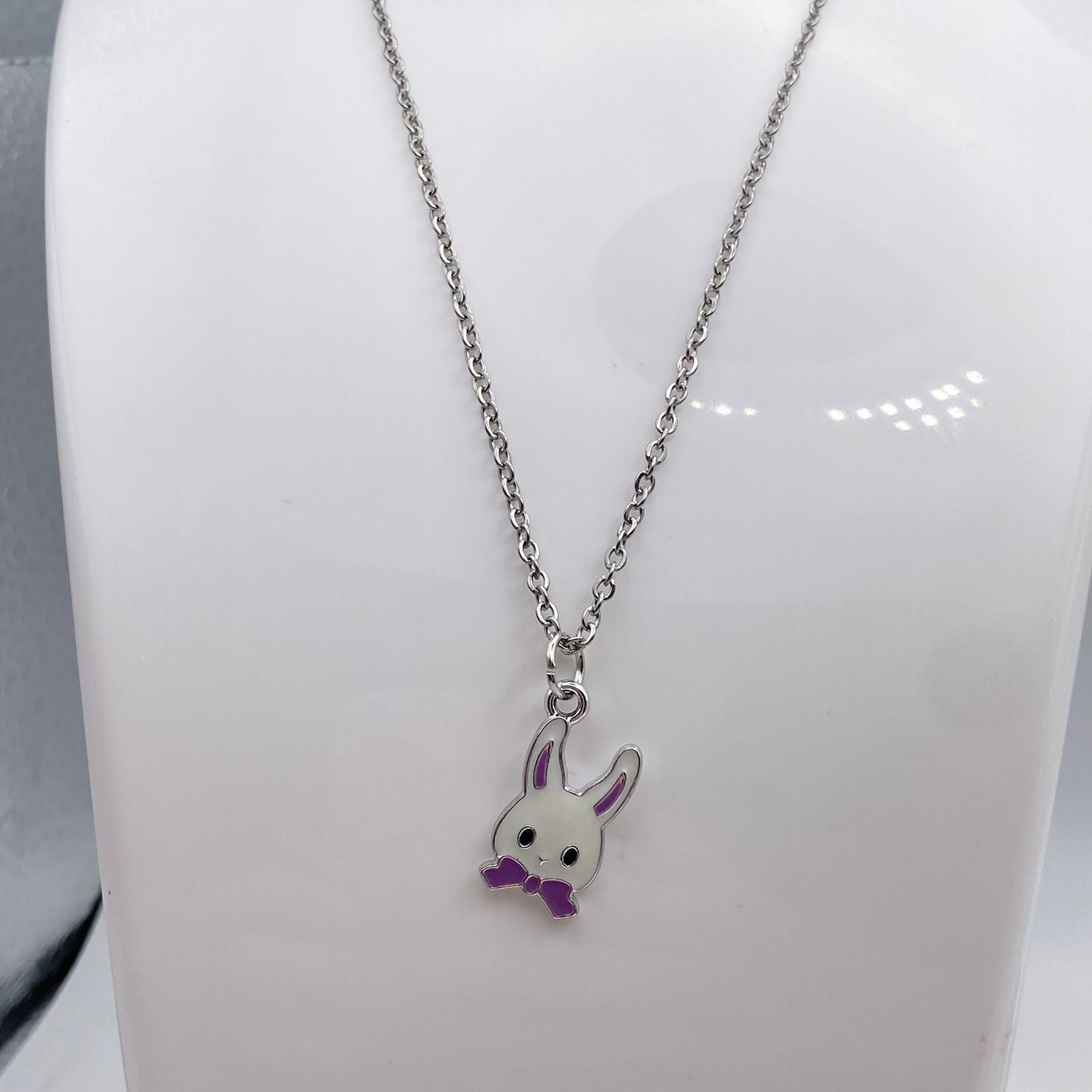 Bunny Rabbit With Ribbon Necklace