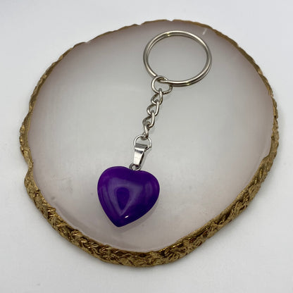 Purple Jade Heart Pendant Heart Keyring