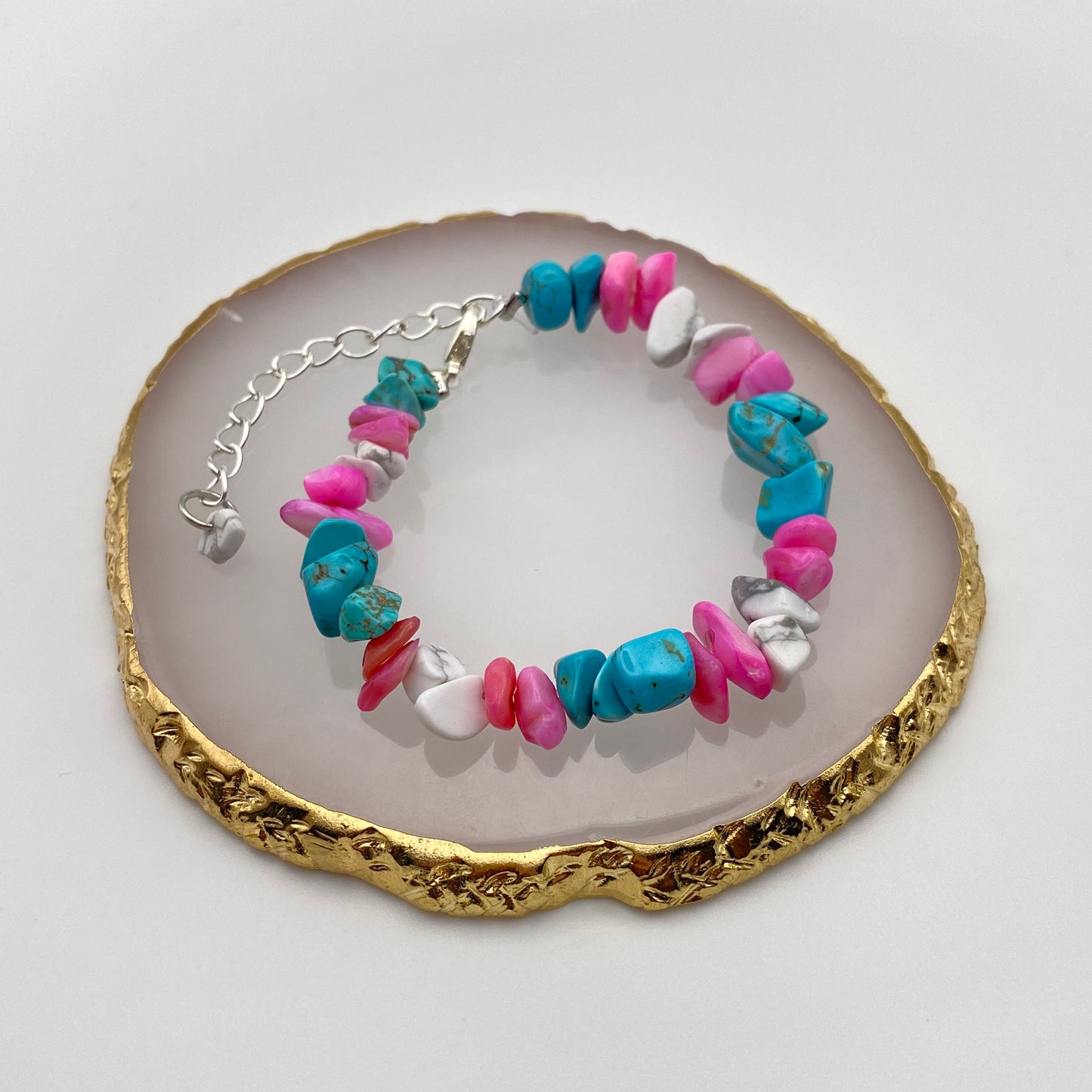 Blue, White and Pink Crystal Bracelet