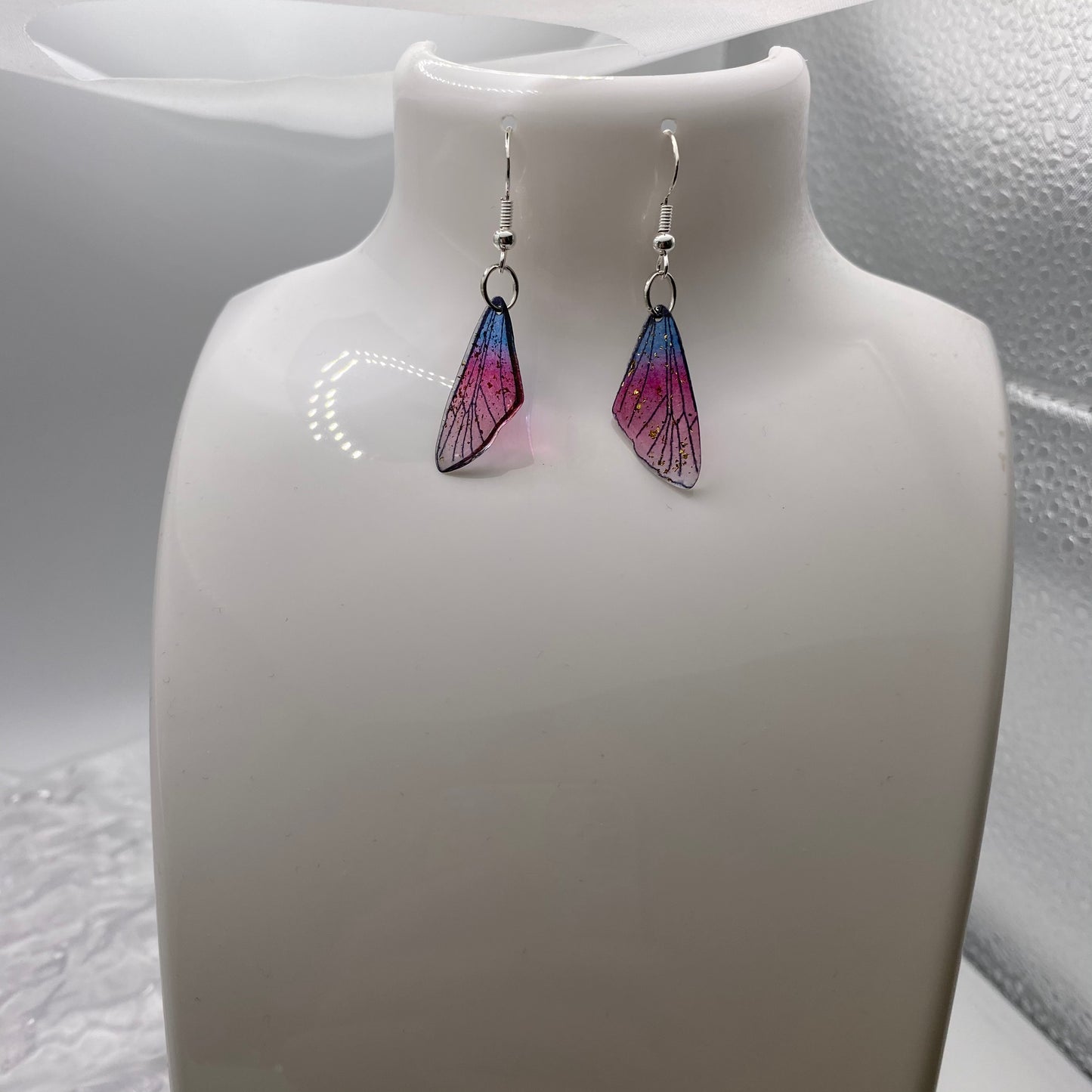 Small Purple and and Blue Fairy Wing Earrings