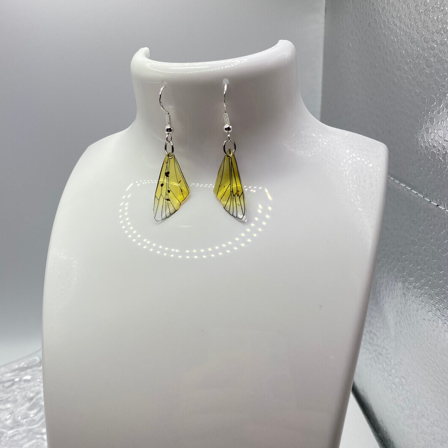 Small Yellow Fairy Wing Earrings