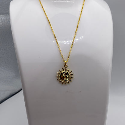 Small Gold Sun and Moon Necklace