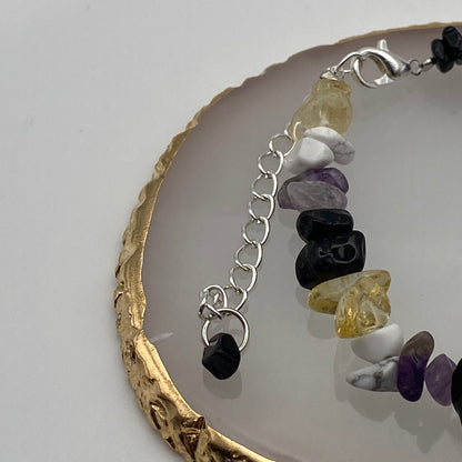 Yellow, White, Purple and Black Crystal Bracelet