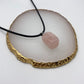 Rose Quartz Crystal Chunk Necklace on Black Cord